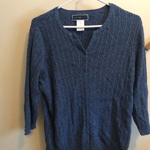 Vintage Blue Karen Scott 3/4 Sweater Top, L